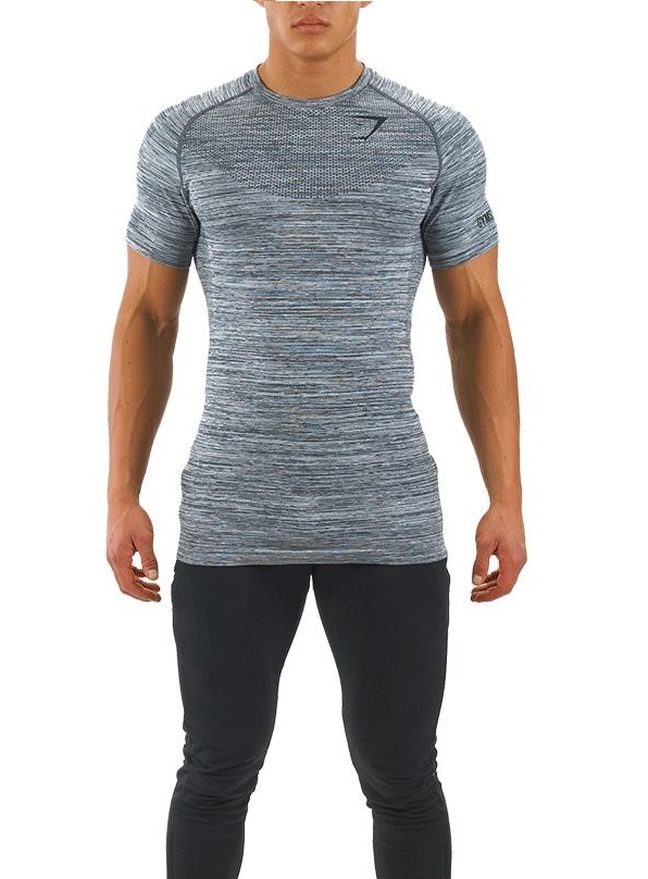 SF-T-Shirt Gessato Man /футболка муж./ grigio-azzuro 3-M/L