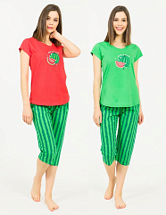 VS 008074 0829 /футболка и капри жен/ зеленый L