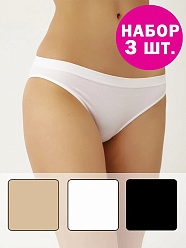 INM Slip vita bassa Promo х 3 /трусы жен/ nero-bianco-skin 3-M/L