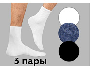 SGD SGS011-129 /носки муж.3пары/ белый-черный-синий 42-43